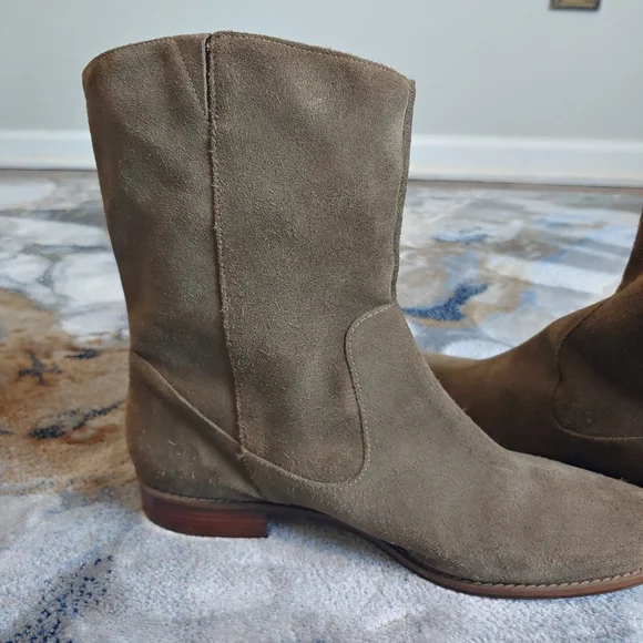 Jack Rogers Olive Suede Embellished Mid Calf Booties 9.5 - Picture 12 of 15